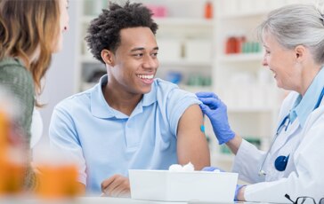 Pharmacy client receiving care