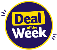 Blue circle with text that reads "Deal of the Week"