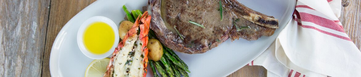 Rosemary Ribeye Surf and Turf with Grilled Lobster Tail