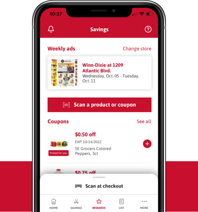 Winn-Dixie App Coupon Page