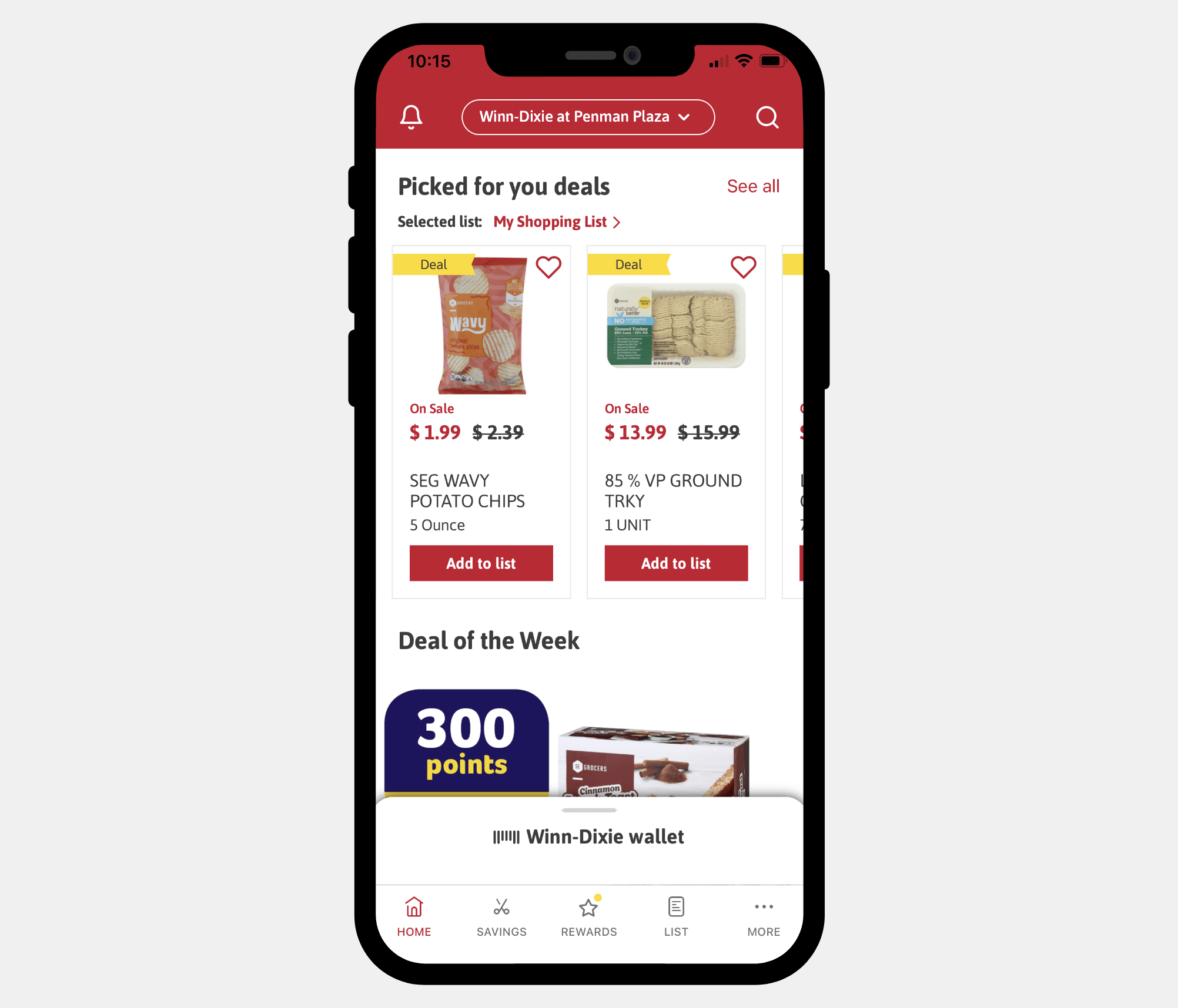 Image of the picked for you feature on the Winn-Dixie app