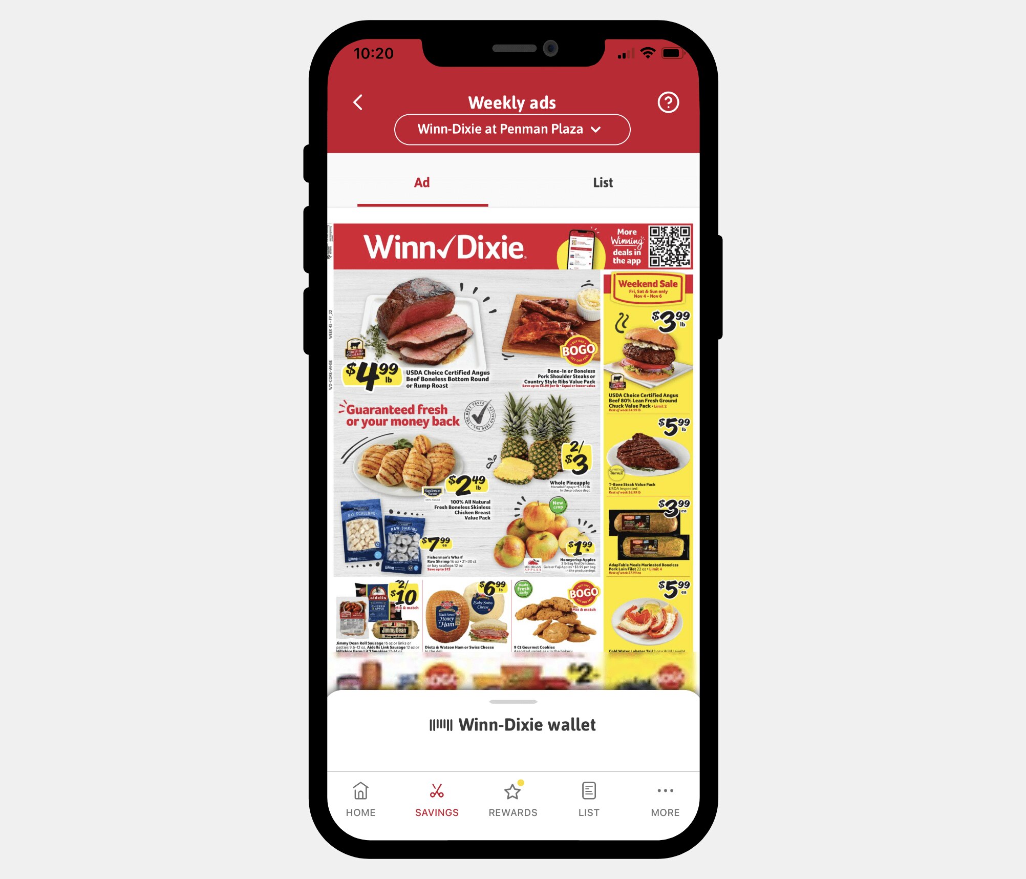 Image of the Weekly Ad feature on the Winn-Dixie app