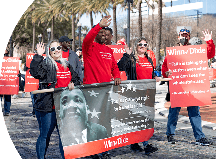 Group of volunteers at the Dr. Martin Luther King, Jr. Memorial Foundation Holiday Grand Parade.
