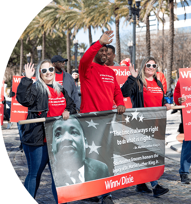 Group of volunteers at the Dr. Martin Luther King, Jr. Memorial Foundation Holiday Grand Parade.