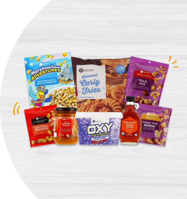 SE Grocers new Own Brand products on a wood background