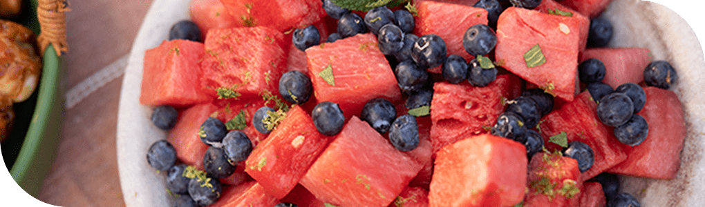 Image of a bowl of watermelon and blueberries
