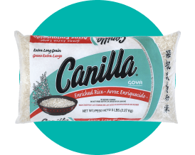 Product image of Canilla Rice on a blue background.