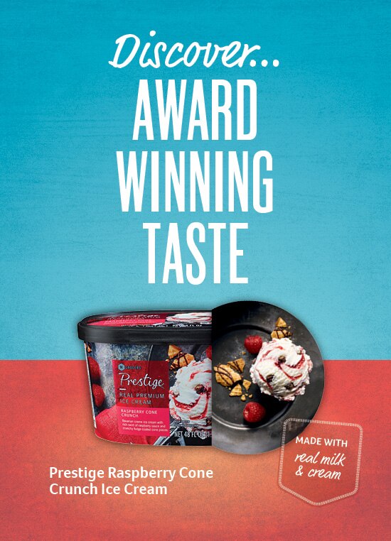 Discover Award winning taste - Raspberry Cone Crunch Ice Cream - Made with real milk and cream