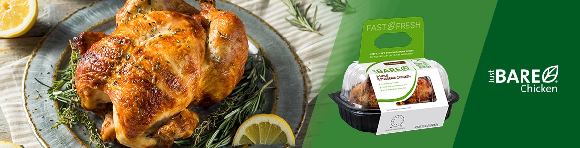 Delicious roasted all natural chicken on plate - Just bare chicken