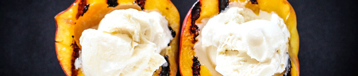 Grilled Summeripe Peaches with Vanilla Ice Cream