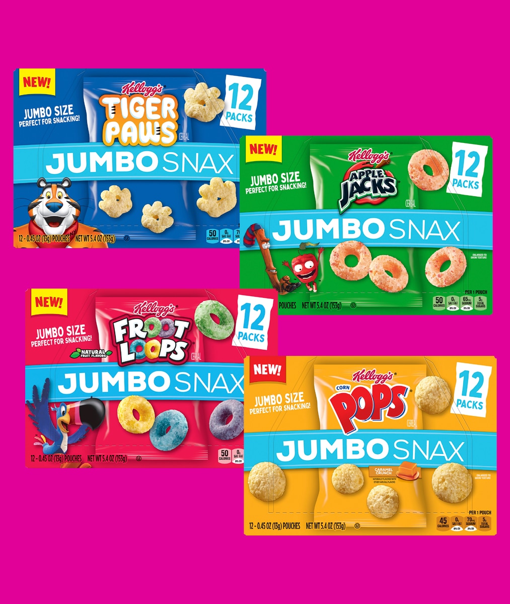 Your favorite cereals, jumbo sized and perfect for snacking!