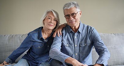 Man and woman smiling